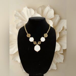 Gold tone filigree necklace pendant jewelry